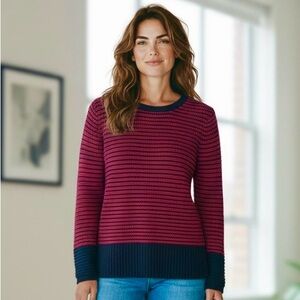 Calvin Klein Waffle Knit Burgundy and Black Pullover Tunic Sweater